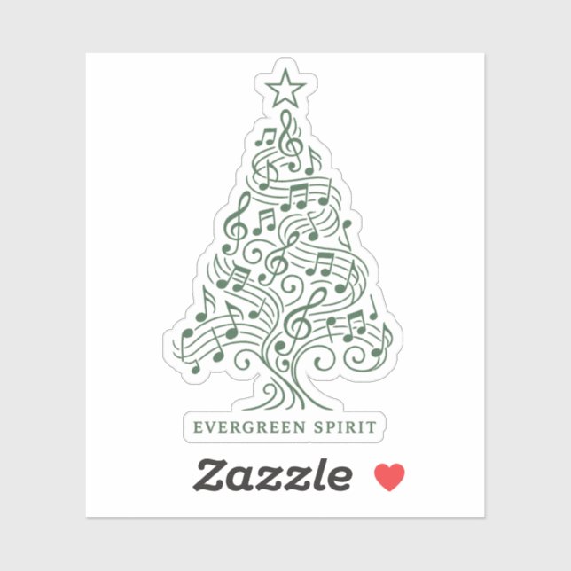 Pegatina "Espíritu evergreen - Diseño musical de árbol de N (Hoja)