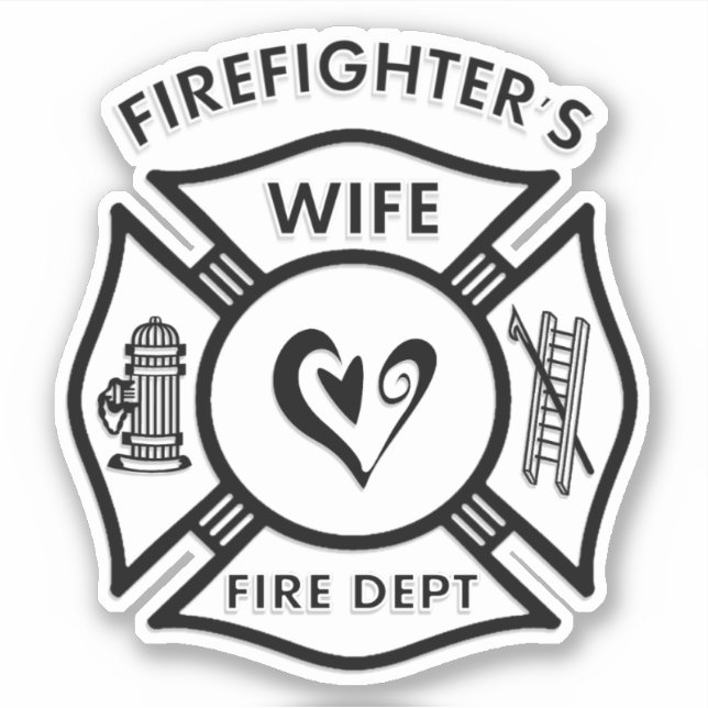 Pegatina Esposa de bomberos Corazón maltés (Anverso)