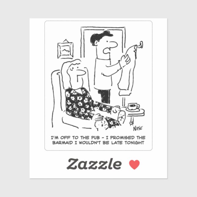 Pegatina Esposo deja la casa para el Personalizado del pub. (Hoja)