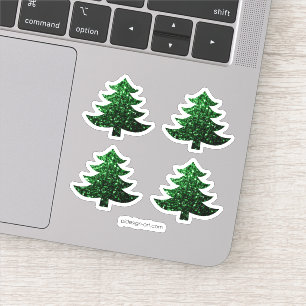 Pegatina Espumoso árbol de Navidad verde chispas