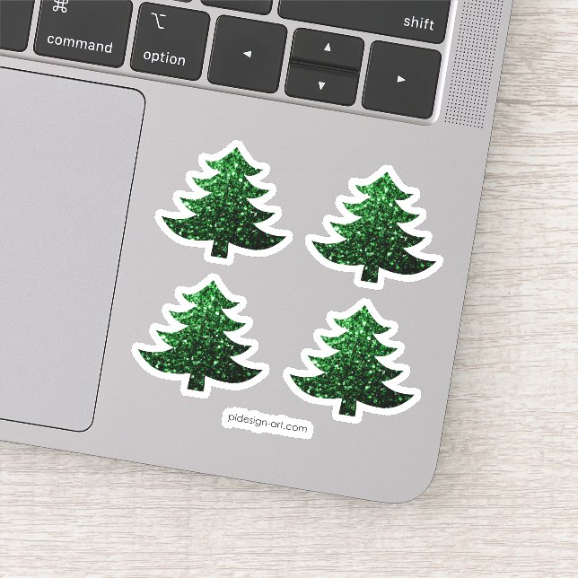 Pegatina Espumoso árbol de Navidad verde chispas (Detalle)