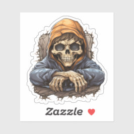 Pegatina Esqueleto Aburrido Sentado En El Esqueleto Foresta