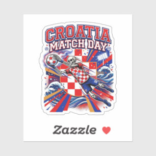 Pegatina Esqueleto de día de partido de Croacia Naciones Al
