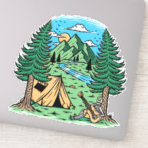 Esqueleto Divertido Acampando Tocando Guitarra