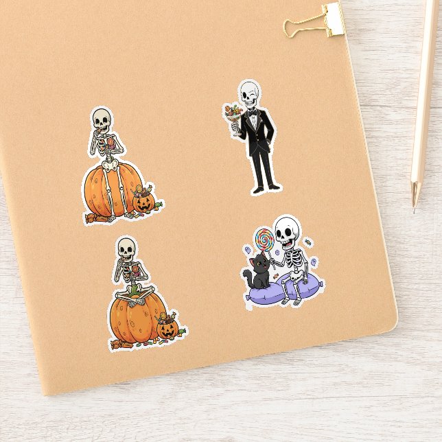 Pegatina Esqueleto Divertido Para Halloween (Cuaderno)