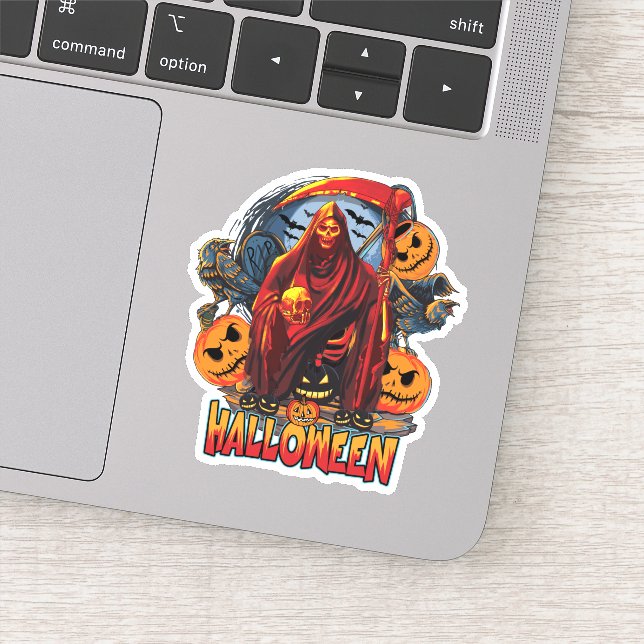 Pegatina Esqueleto malvado de Halloween, Calabaza (Detalle)