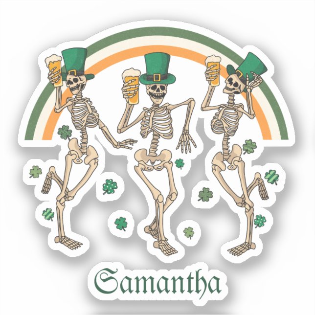 Pegatina Esqueletos bailarines St Patrick (Anverso)