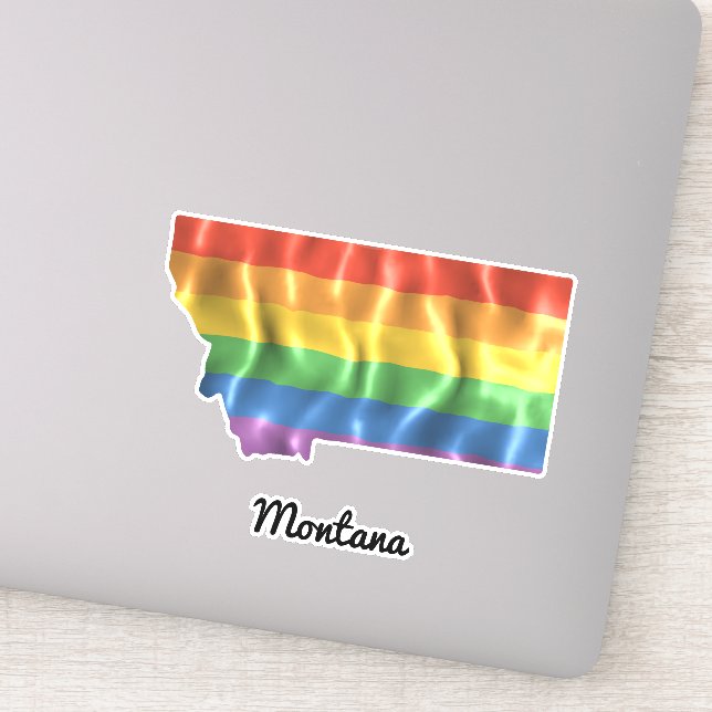 Pegatina Esquema de estado Montana MT de bandera arcoiris (Detalle)