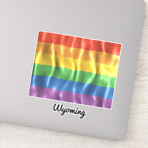 Pegatina Esquema de estado WY de la bandera arcoiris Wyomin