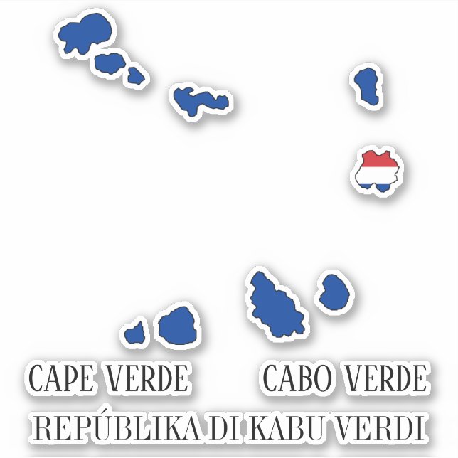 Pegatina Esquema de mapa de bandera de Cabo Verde (Anverso)