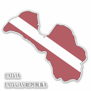 Pegatina Esquema de mapa de bandera de Letonia