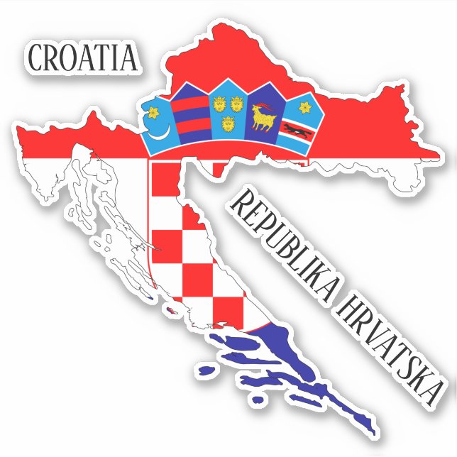 Pegatina Esquema de mapa de la bandera de Croacia (Anverso)