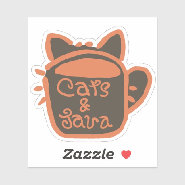 Pegatina Esquema de Naranja de Gatos y Java (Hoja)