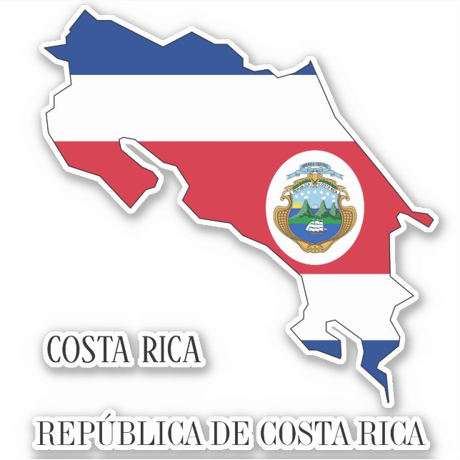 Pegatina Esquema del mapa de bandera de Costa Rica (Anverso)