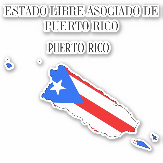 Pegatina Esquema del mapa de bandera de Puerto Rico (Anverso)