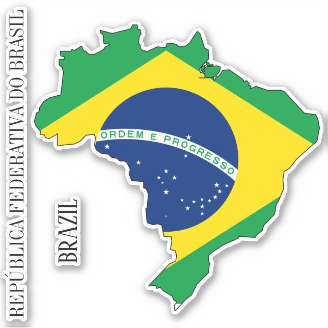 Pegatina Esquema del mapa de la bandera de Brasil (Anverso)
