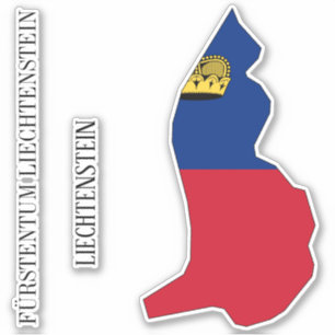 Pegatina Esquema del mapa de la bandera de Liechtenstein