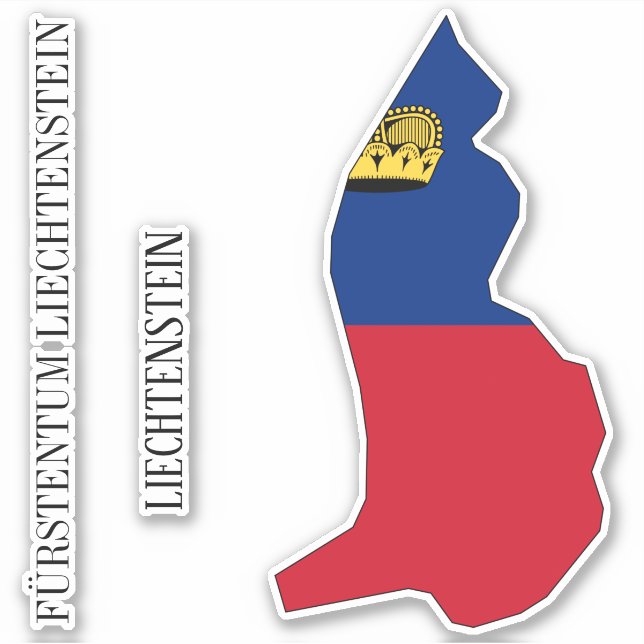 Pegatina Esquema del mapa de la bandera de Liechtenstein (Anverso)