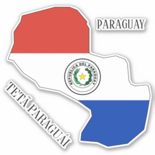 Pegatina Esquema del mapa de la bandera de Paraguay
