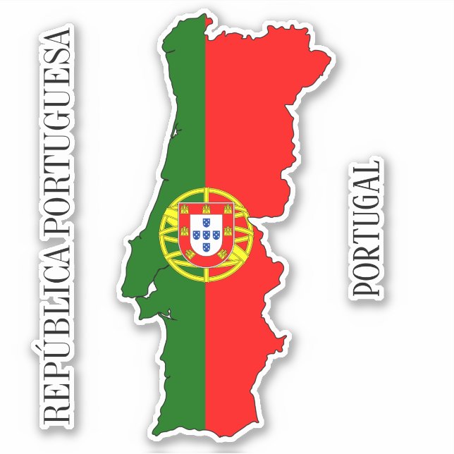 Pegatina Esquema del mapa de la bandera de Portugal (Anverso)