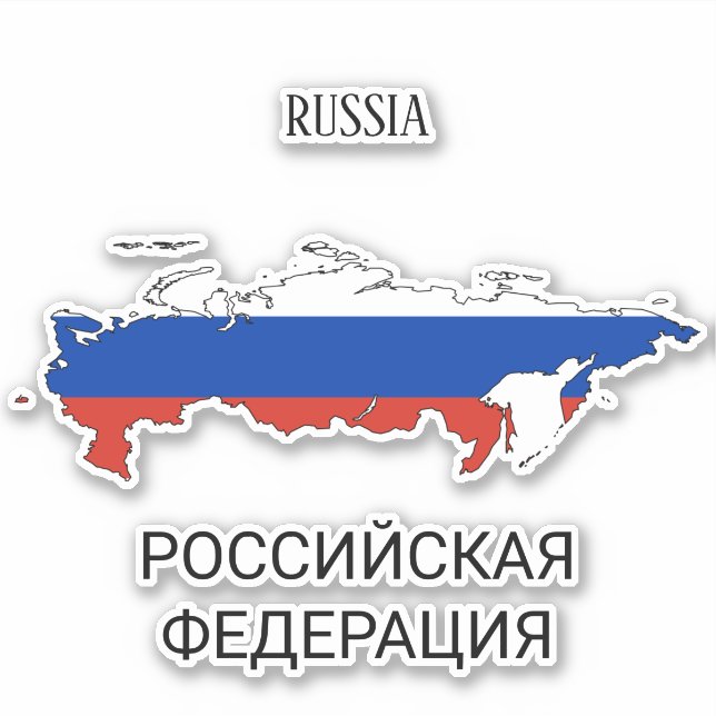 Pegatina Esquema del mapa de la bandera de Rusia (Anverso)