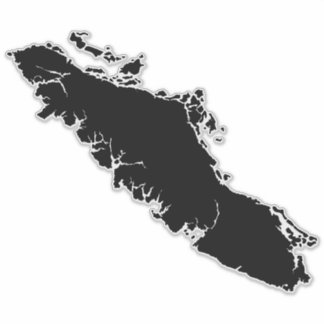 Pegatina Esquema detallado del mapa de la isla de Vancouver