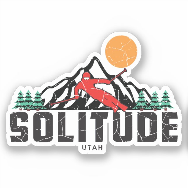 Pegatina Esquí de montaña Retro Solitude (Anverso)
