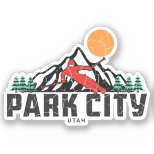 Pegatina Esquí de Retro Park City