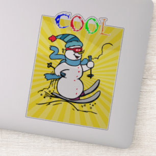 Pegatina Esquí de Snowman colorido   lindo y gracioso muñec