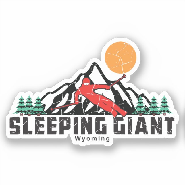 Pegatina Esquí Gigante Retro Sleeping (Anverso)