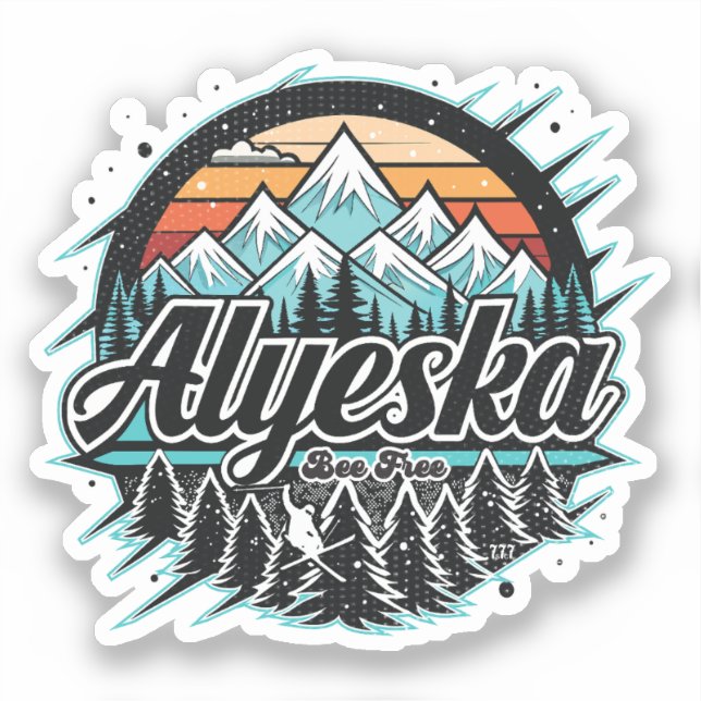 Pegatina Esquí Retro Alyeska (Anverso)