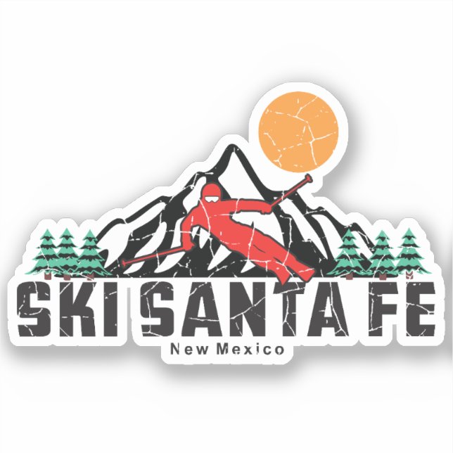 Pegatina Esquí Retro Santa Fe (Anverso)