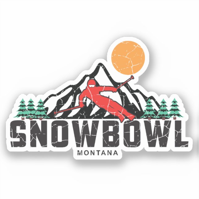 Pegatina Esquí Retro Snowbowl (Anverso)