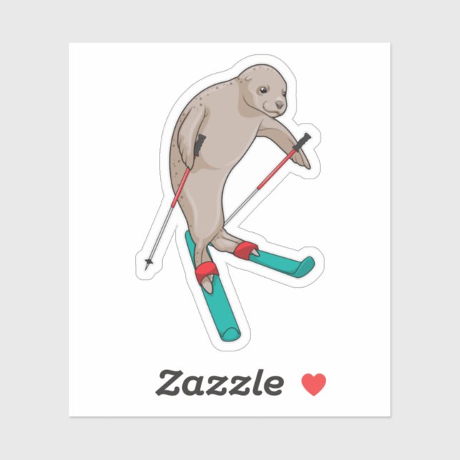 Pegatina Esquiador de focas (Hoja)