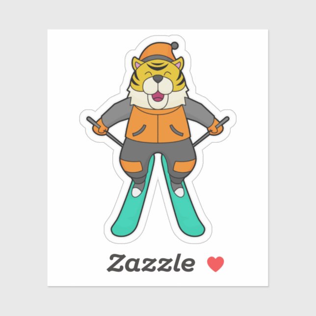 Pegatina Esquiador de tigres (Hoja)