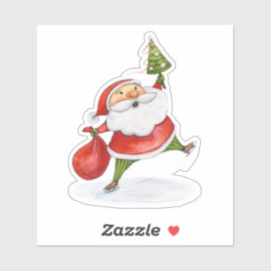 Pegatina Esquina de Navidades Santa Cute dibujo acuarela