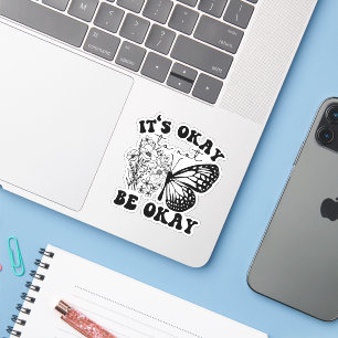 Pegatina Está bien no estar bien Mariposa Retro Groovy