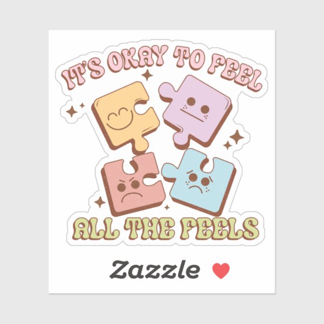 Pegatina Está bien sentir todos los sentimientos del Pegati (Hoja)