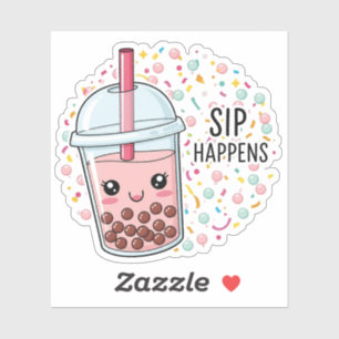 Pegatina Esta linda ilustración de té de boba está repleta