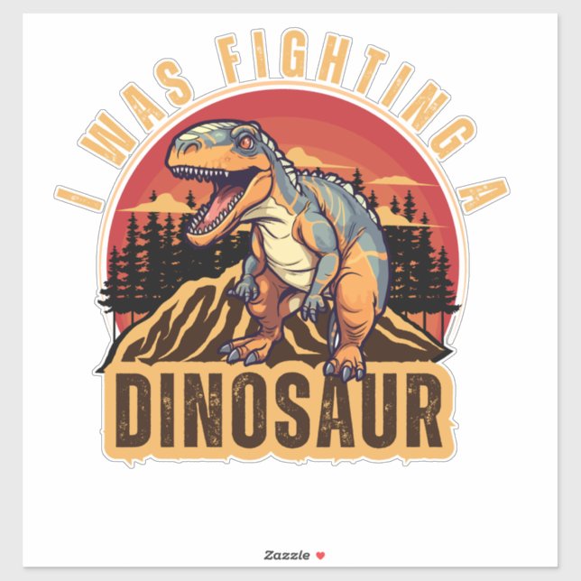 Pegatina estaba peleando con un dinosaurio, idea divertida (Hoja)