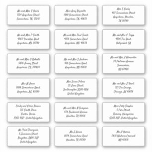 Pegatina Establecer 18 Dirección de nombre de destinatario 