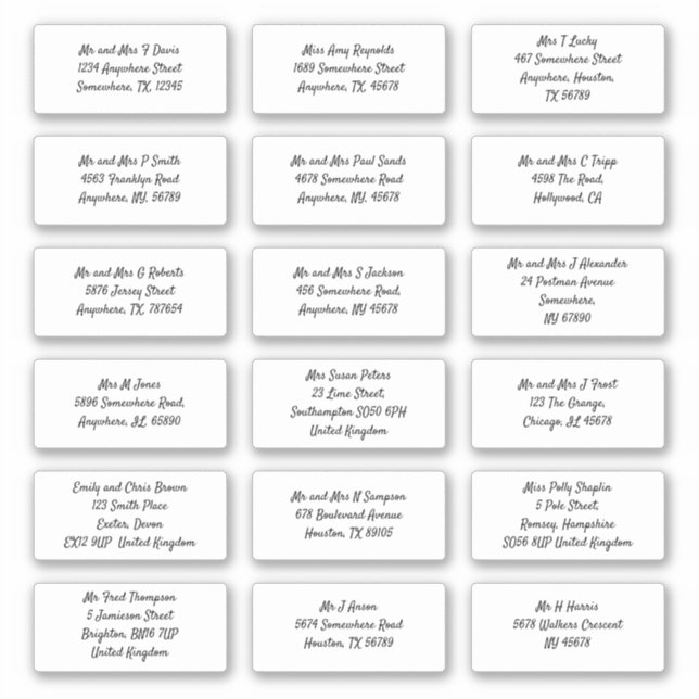 Pegatina Establecer 18 Dirección de nombre de destinatario  (Anverso)