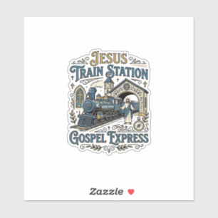 Pegatina Estación de tren de Jesús Gospel Express Estación