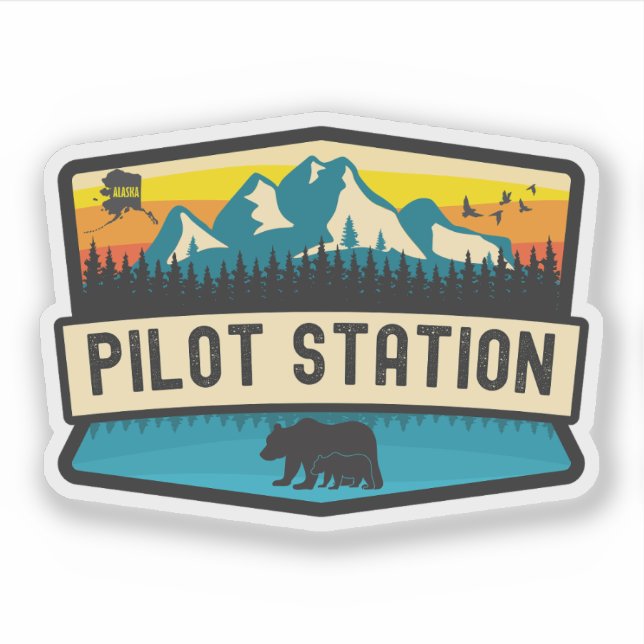 Pegatina Estación Piloto, Alaska (Anverso)