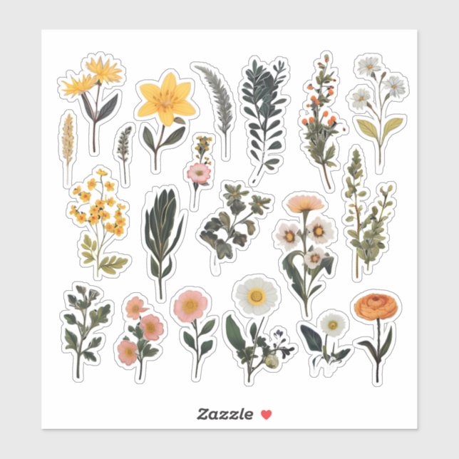 Pegatina Estacionamiento de cuadernillo de flores de color  (Hoja)