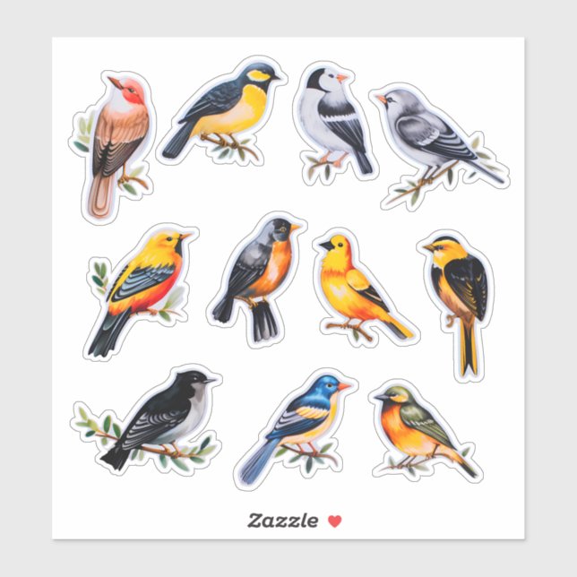 Pegatina Estacionamiento de Watercolor Bird Scrapbook (Hoja)