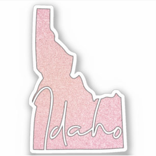 Pegatina Estado de Idaho del purpurina del rosa