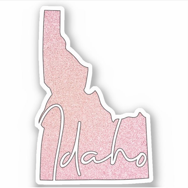 Pegatina Estado de Idaho, Purpurina Rosa (Anverso)