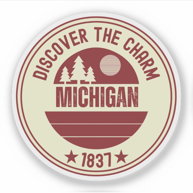 Pegatina Estado de los Grandes Lagos - Aventura de Michigan (Anverso)