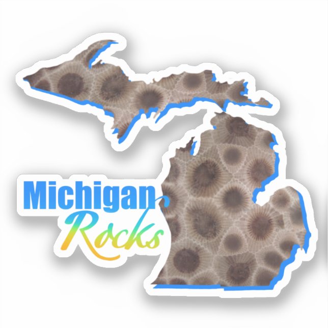 Pegatina Estado del Gran Lago | Rocas de Michigan | Petoske (Anverso)